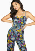 Blue - Side - Girls On Film Womens-Ladies Florence Sweetheart Floral Jumpsuit