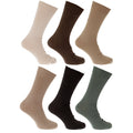 Brown-Beige-Olive - Front - Mens 100% Cotton Plain Work-Casual Socks (Pack Of 6)