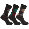 Shades of Grey - Front - Mens Traditional Argyle Pattern Lambs Wool Blend Socks With Lycra (Pack Of 3)