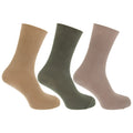 Beige-Green - Front - Mens Casual Non Elastic Bamboo Viscose Socks (Pack Of 3)