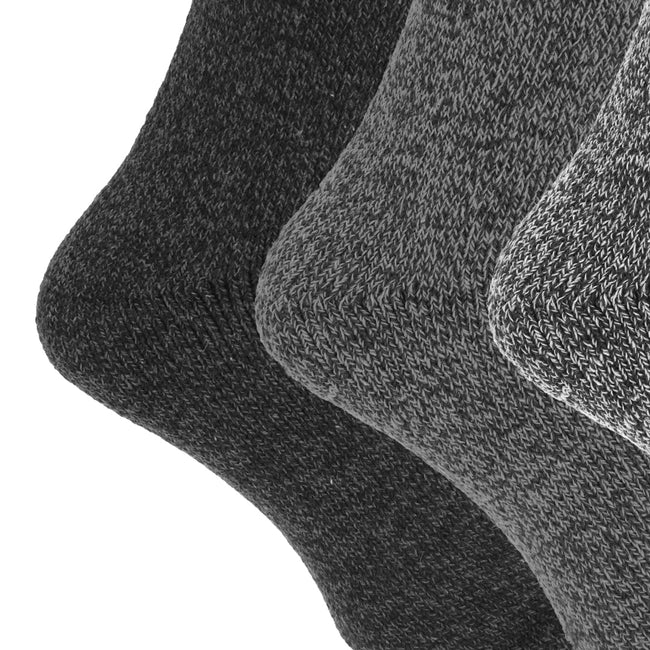 Shades Of Grey - Back - Mens Wool Blend Fully Cushioned Thermal Boot Socks (Pack Of 3)