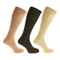 Shades Of Brown - Front - Mens 100% Cotton Ribbed Knee High Socks (Pack Of 3)