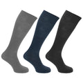 Black-Navy-Grey - Front - Mens 100% Cotton Ribbed Knee High Socks (Pack Of 3)