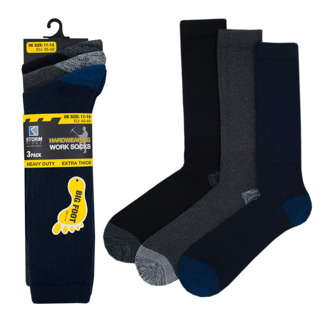 Dark Grey-Navy-Black - Front - Storm Ridge Mens Hardwearing Work Socks (3 Pairs)