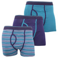 Teal - Front - FLOSO Mens Cotton Mix Key Hole Trunks Underwear (Pack Of 3)