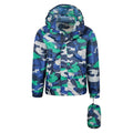 Blue - Back - Mountain Warehouse Childrens-Kids Pakka Camo Waterproof Jacket