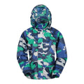 Blue - Front - Mountain Warehouse Childrens-Kids Pakka Camo Waterproof Jacket