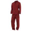 Red - Front - Mens Plain Long Sleeve Shirt & Trouser Bottoms Nightwear Pyjama Set