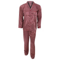 Red - Front - Mens Traditional Patterned Long Sleeve Satin Shirt & Bottoms Pyjamas-Nightwear Set