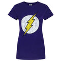 Purple - Front - Flash Womens-Ladies Distressed Logo T-Shirt