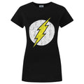 Black - Front - Flash Womens-Ladies Distressed Logo T-Shirt