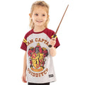 Grey-Maroon - Back - Harry Potter Official Girls Gryffindor Quidditch Team Captain T-Shirt