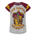 Grey-Maroon - Front - Harry Potter Official Girls Gryffindor Quidditch Team Captain T-Shirt