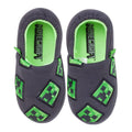 Charcoal-Green - Back - Minecraft Official Boys Creeper Slippers