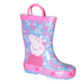 Blue-Pink - Side - Peppa Pig Official Girls Flower Character Wellies