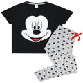 Black-Grey-White - Front - Mickey Mouse Womens-Ladies Pyjama Set