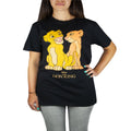 Black-Yellow - Side - The Lion King Womens-Ladies Simba And Nala Boyfriend T-Shirt