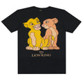 Black-Yellow - Front - The Lion King Womens-Ladies Simba And Nala Boyfriend T-Shirt
