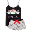 Black-Grey - Front - Friends Womens-Ladies Central Perk Short Pyjama Set