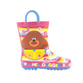 Pink-Yellow-Blue - Back - Hey Duggee Girls Flowers And Butterflies Wellington Boots