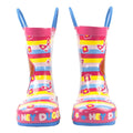 Pink-Yellow-Blue - Side - Hey Duggee Girls Flowers And Butterflies Wellington Boots