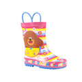 Pink-Yellow-Blue - Front - Hey Duggee Girls Flowers And Butterflies Wellington Boots
