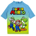 Blue-Green - Back - Super Mario Boys Short-Sleeved Swim Set