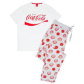 White-Grey-Red - Front - Coca-Cola Mens Logo Pyjama Set