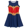 Blue-Red - Front - Wonder Woman Girls Skater Costume Dress