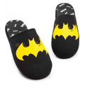 Black-Yellow - Side - Batman Mens Distressed Logo Slippers