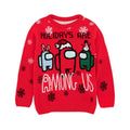 Red-Black-White - Front - Among Us Childrens-Kids Christmas Sweatshirt