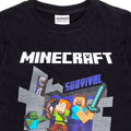 Black-Grey-White - Back - Minecraft Childrens-Kids Survival Mode T-Shirt