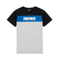 Grey-Blue-Black - Front - Fortnite Boys Colour Block T-Shirt