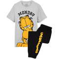 Grey-Black-Yellow - Front - Garfield Mens Monday Long Pyjama Set