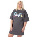 Grey - Front - Barbie Womens-Ladies Oversized T-Shirt Dress