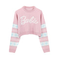 Pink-White - Front - Barbie Womens-Ladies Logo Cropped Jumper