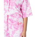 Pink - Side - Barbie Womens-Ladies Tie Dye Towelling T-Shirt & Shorts Set