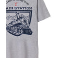 Grey Marl - Side - Yellowstone Mens Train Station Short-Sleeved T-Shirt