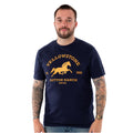Navy - Close up - Yellowstone Mens Dutton Ranch Logo Short-Sleeved T-Shirt