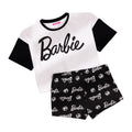 Black-White - Front - Barbie Womens-Ladies Short Pyjama Set