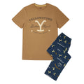 Navy-Brown - Front - Yellowstone Mens Logo Pyjama Set