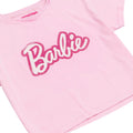 Pink - Side - Barbie Womens-Ladies Distressed Logo Crop Top