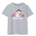 Grey Marl - Front - Pusheen Girls Sweet Sips T-Shirt