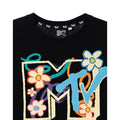 Black - Side - MTV Unisex Adult Flowers T-Shirt