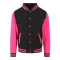 Jet Black-Hot Pink - Front - Awdis Unisex Varsity Jacket