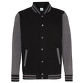 Jet Black-Charcoal - Front - Awdis Unisex Varsity Jacket