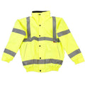 Fluorescent Yellow - Back - Warrior Memphis High Visibility Bomber Jacket - Safety Wear - Workwear