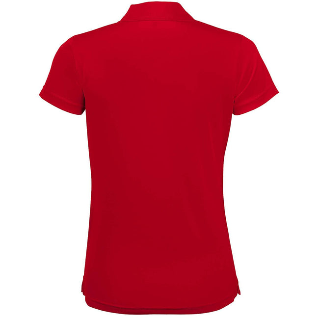 Red - Side - SOLS Womens-Ladies Performer Short Sleeve Pique Polo Shirt