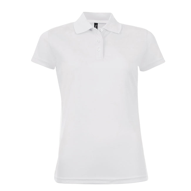 White - Front - SOLS Womens-Ladies Performer Short Sleeve Pique Polo Shirt