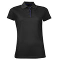 Black - Front - SOLS Womens-Ladies Performer Short Sleeve Pique Polo Shirt